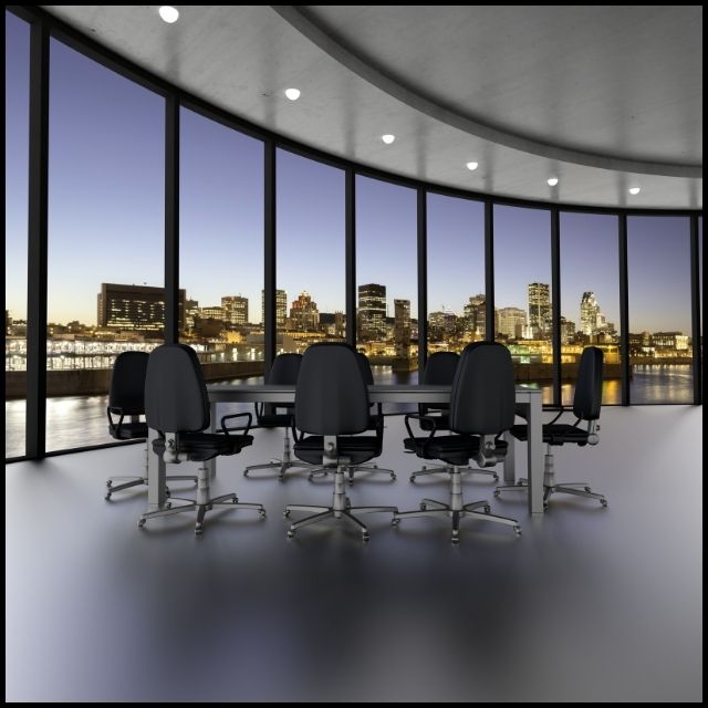 Sala de juntas corporativa ficticia